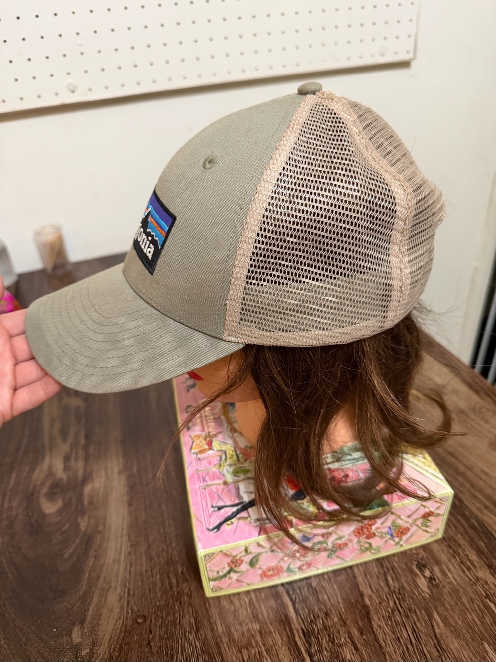 Patagonia Olive and Beige Trucker Hat with Multicolor Patch - Picture 4 of 8